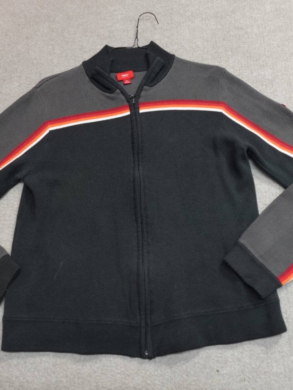 Vintage Mossimo Sweater Medium Black Gray Full Zip Ski 1973 Jacket Y2K